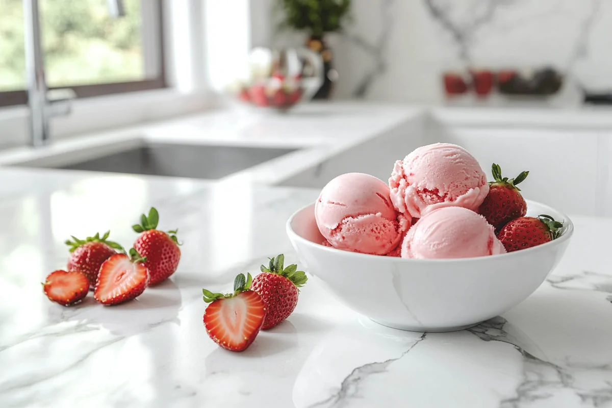 Homemade Strawberry Ice Cream Scoops